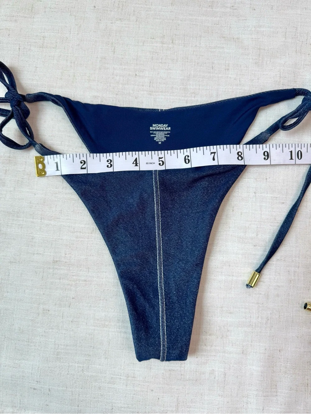 Monday Swimwear Palm Springs Top & Palma Bottom Blue Denim Set M